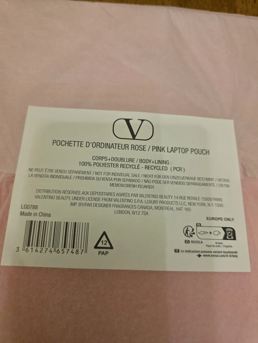 VALENTINO PINK LAPTOP CASE. NEW STILL IN TISSUE WRAPPED.